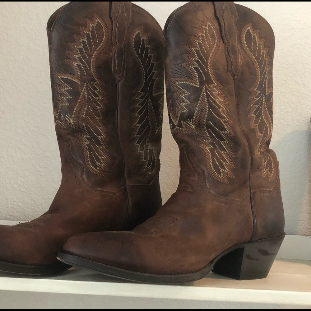 Dan Post Brown Leather Western Heeled Boots